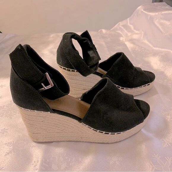 Altar’d State Espadrille Wedge Sandals ‘Marie’ Black Suede Leather Sz 8.5 NWOT - Picture 5 of 9